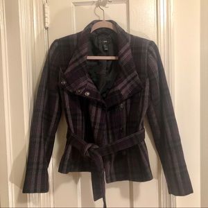 H&M purple plaid jacket